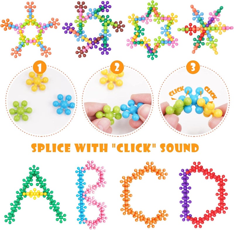 NiToy 300PCS Snowflake Interlocking Building Block Toy with Carrying Case for Kids, Multi-Color Early Learning Educational Creativity STEM Toy Solid Plastic Disc Safe Material for Boys & Girls Ages 3+ - Image 3