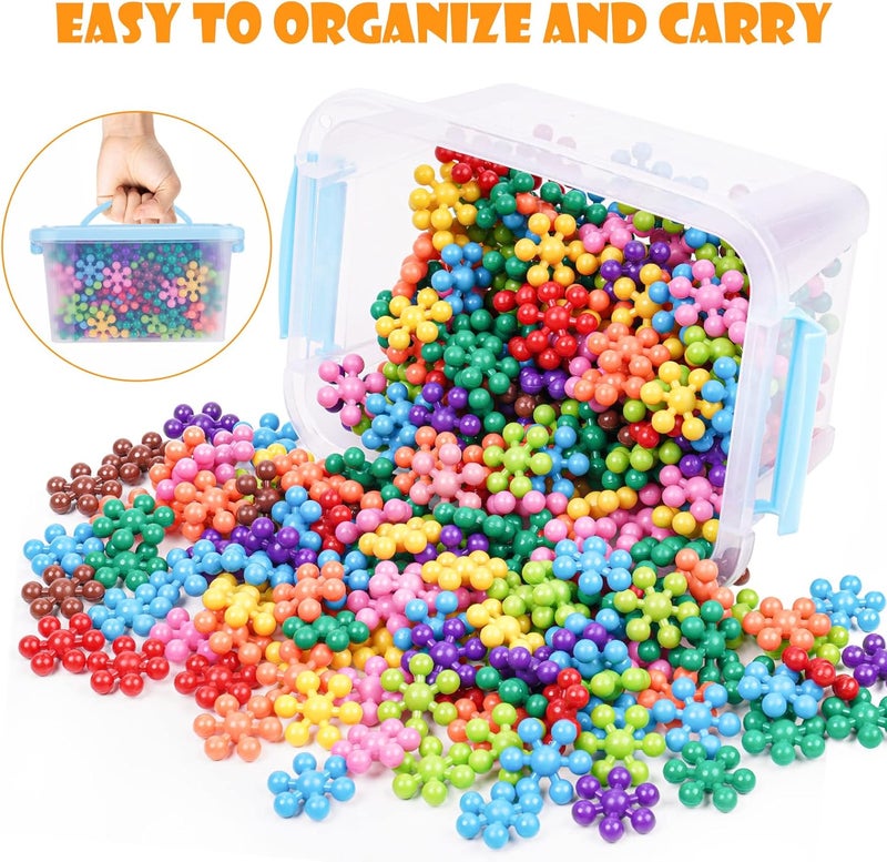 NiToy 300PCS Snowflake Interlocking Building Block Toy with Carrying Case for Kids, Multi-Color Early Learning Educational Creativity STEM Toy Solid Plastic Disc Safe Material for Boys & Girls Ages 3+ - Image 5