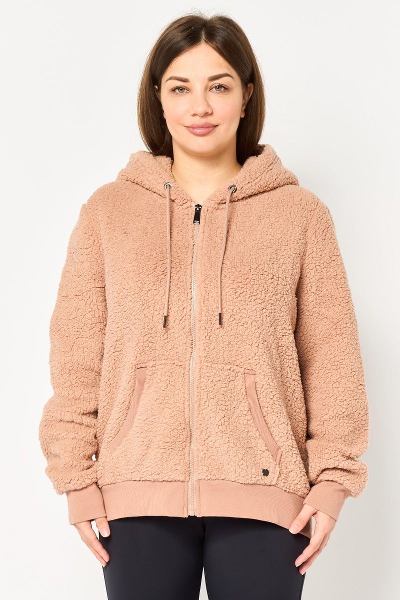 Andrew Marc Women Sportswear Fit Long Sleeve Outdoor Hoodie, Dusty Rose - Image 1