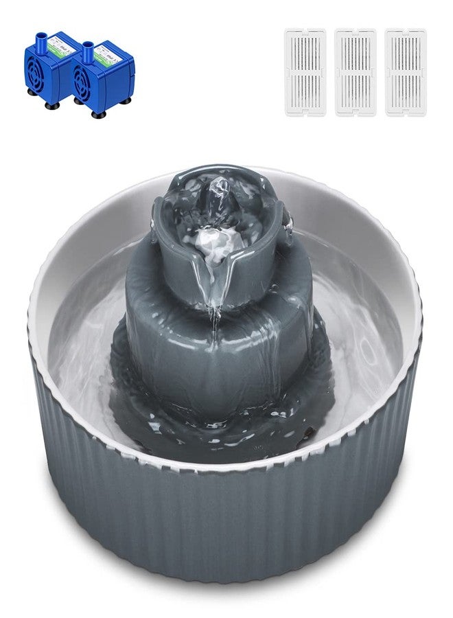 Wonder Creature Ceramic Cat Water Fountain, 2.1L/71oz Cupcake Pet Water Fountain for Dog and Cat Indoor, 2 Ultra Quiet Pumps & 3 Carbon Filters - Image 1