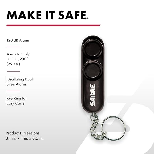 SABRE Personal Alarm With Key Ring, 120dB Alarm, Audible Up To 1,280 Feet (390 Meters), Simple Operation, Reusable, Black - Image 2
