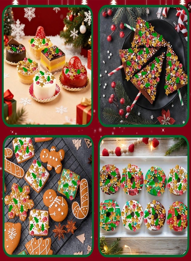 Morofme 3.5 oz Christmas Sprinkles Christmas Tree Sprinkle Holiday Sprinkle Cupcake Topper Mini White Red Pearl Mix Edible Golden Star Christma Candy Sprinkles for Dessert Cake Toppers Cookie - Image 2