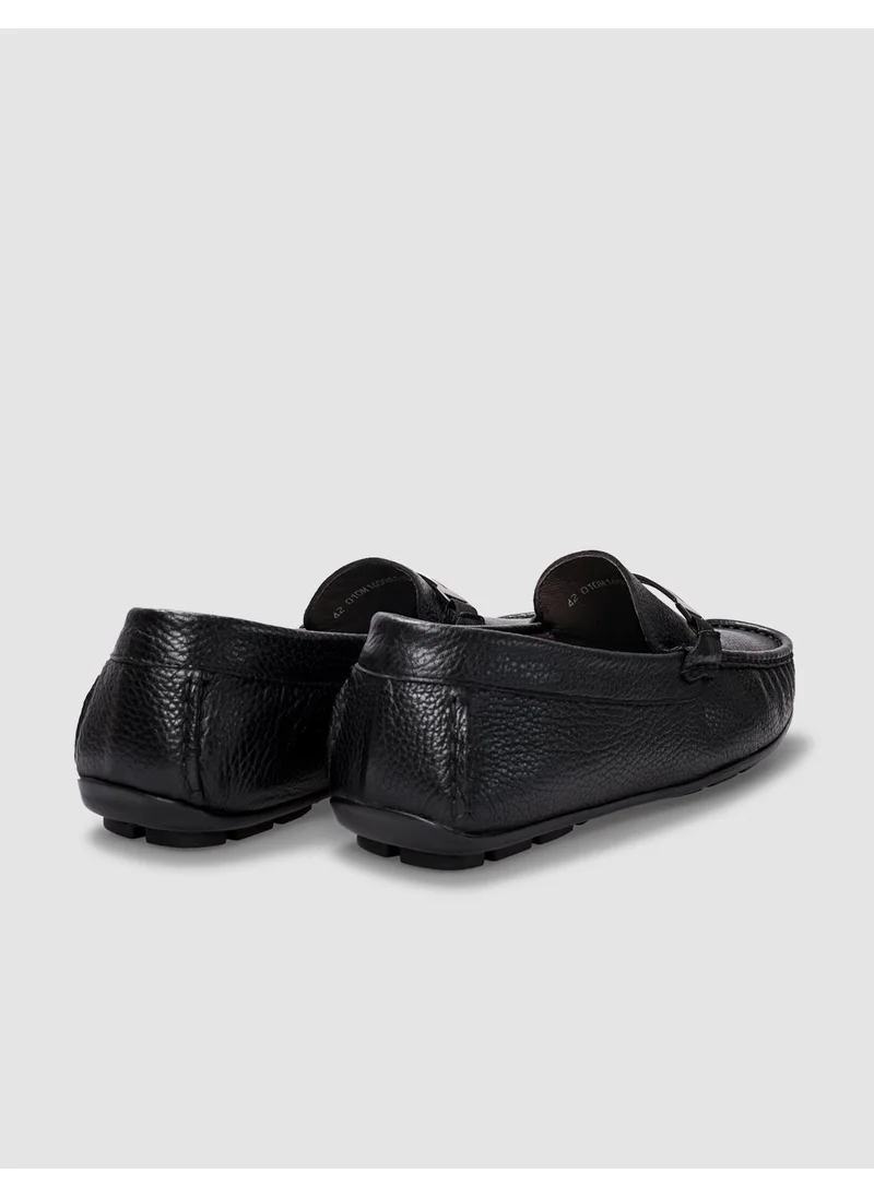 Cabani Leather Black Buckle Men's Loafer