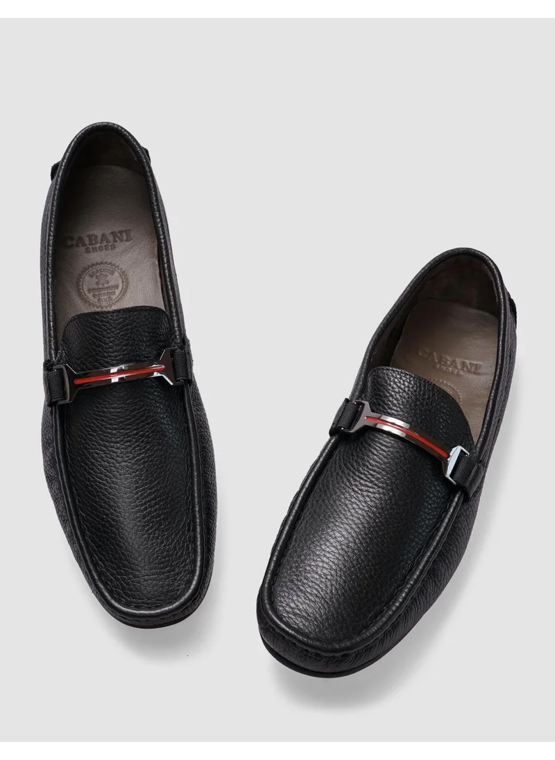 Cabani Leather Black Buckle Men's Loafer