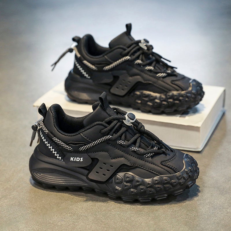 Boys Shoes Leather Children'S Sneaker Middle And Big Children'S Black Soft Sole Boys Torre Shoes - Image 2
