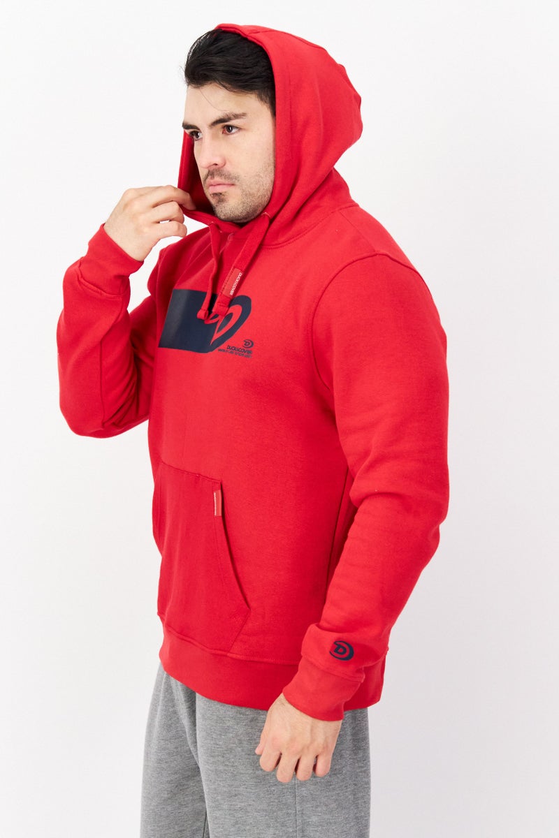 DUCK AND COVER Men Long Sleeve Brand Logo Hoodie, Red - Image 2