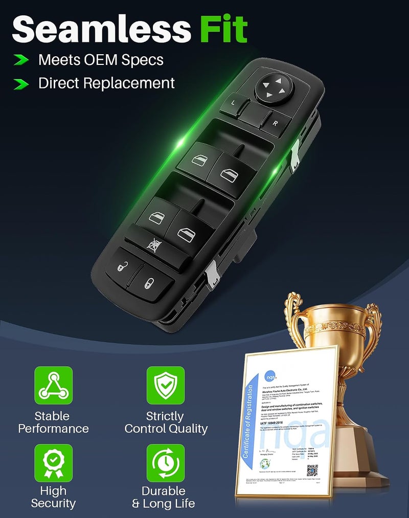 Dacall Power Window Switch Fit for Dodge Dart (2013-2016), Chrysler 200 (2015-2016), Jeep Cherokee (2014-2016) Front Driver Side, Replaces 68271203AB, 68271203AA - Image 5