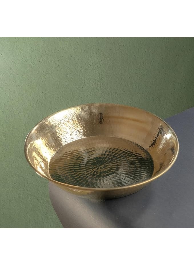 Zishta: حكمة تقليدية في التطبيق | صينية عجن (Atta Paraat) يدوية الصنع، طبيعية، كبيرة الحجم (1 كجم)، مصنوعة من النحاس الأصفر النقي (Pital) | خالية من الطلاء بالقصدير، سهلة الاستخدام | طبق نحاسي/برونزي - Image 2