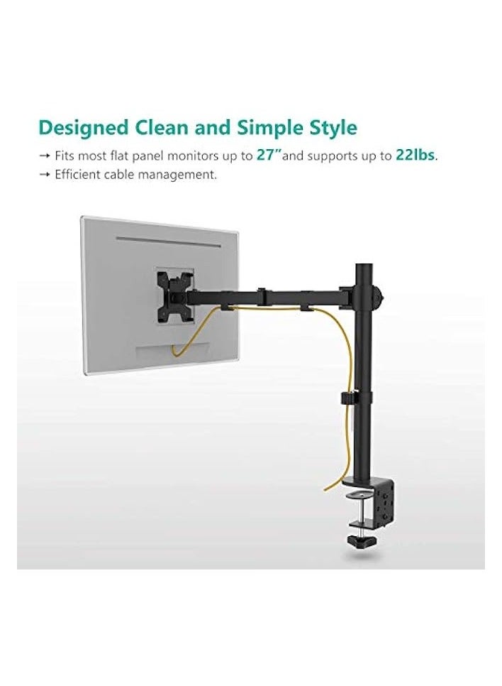 PROMASS Counterbalance Single Monitor Arm Desk Mount | For 17-27 Inches | Full Motion Swivel Long Arm with Gas Spring | Height Adjustable LCD Monitor Mount - Image 3