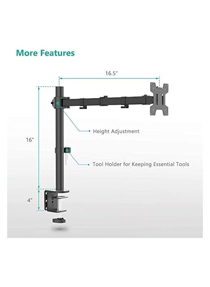 PROMASS Counterbalance Single Monitor Arm Desk Mount | For 17-27 Inches | Full Motion Swivel Long Arm with Gas Spring | Height Adjustable LCD Monitor Mount - Image 5