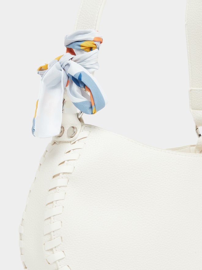 Styli Styli Stitch Detail Shoulder Bag with Printed Scarf  - Image 4