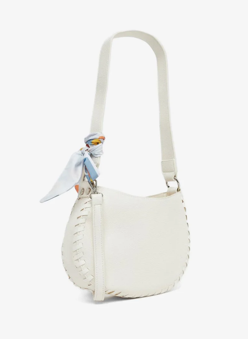 Styli Styli Stitch Detail Shoulder Bag with Printed Scarf