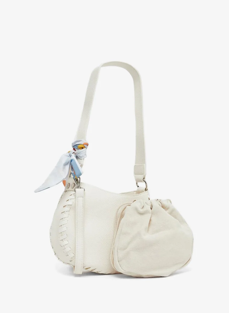 Styli Styli Stitch Detail Shoulder Bag with Printed Scarf
