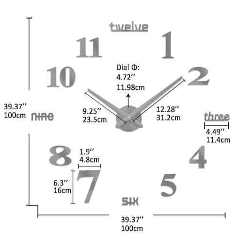 VANGOLD Large DIY Wall Clock Modern 3D Wall Clock with Mirror Numbers Stickers for Living Room Office Decorations Gift - Image 4