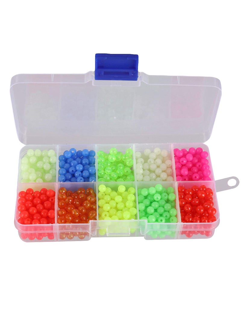 Facikono Fishing Beads Assorted Set, 1000pcs 5mm Round Float Glow Fishing Rig Beads Fishing Lure Tackle - Image 1
