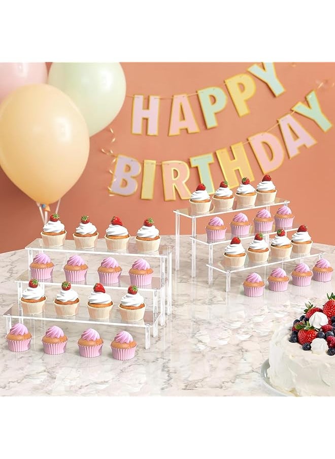 erorex Acrylic Display Risers 3 Tier Perfume Organizer Stand Clear Cupcake Stand Holder Large Shelf Risers For Figures Dessert Shelves For Party 30*20*15Cm  - Image 4