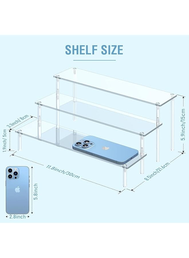 erorex Acrylic Display Risers 3 Tier Perfume Organizer Stand Clear Cupcake Stand Holder Large Shelf Risers For Figures Dessert Shelves For Party 30*20*15Cm  - Image 2