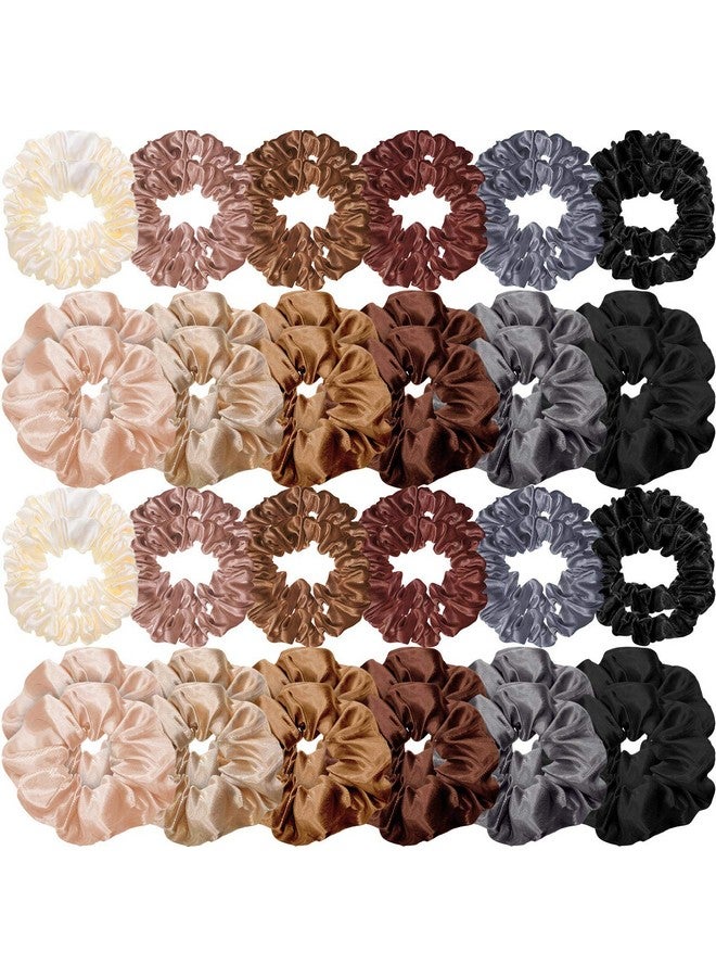 Hanaive 48 Pieces Satin Hair Scrunchies Silk Scrunchies Elastic Hair Bands Scrunchy Hair Ties Ropes Skinny Hair Ties Scrunchies Ponytail Holder For Women Girls Hair Accessories Decor (Lovely Color) - Image 1