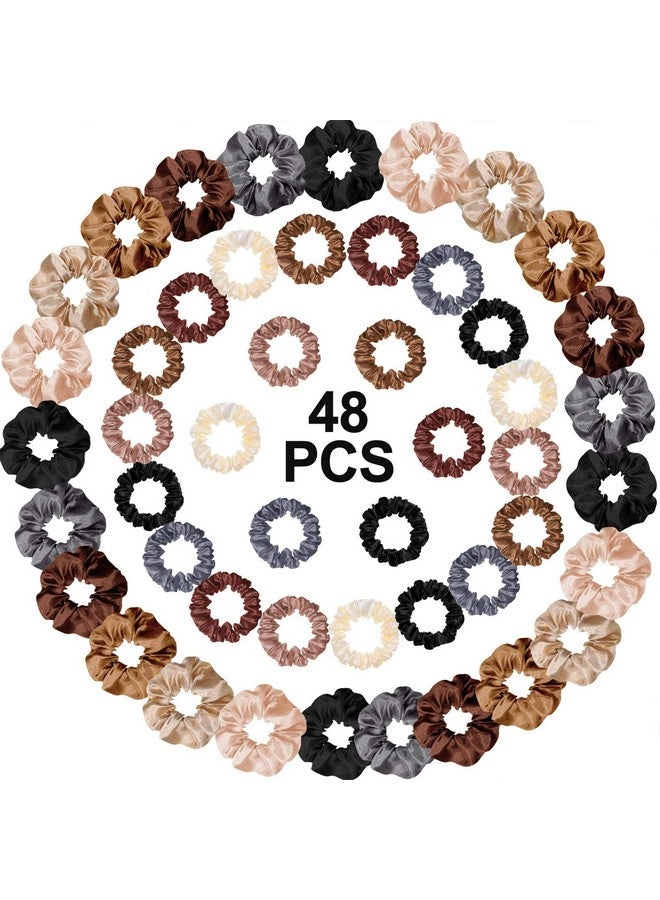 Hanaive 48 Pieces Satin Hair Scrunchies Silk Scrunchies Elastic Hair Bands Scrunchy Hair Ties Ropes Skinny Hair Ties Scrunchies Ponytail Holder For Women Girls Hair Accessories Decor (Lovely Color) - Image 2