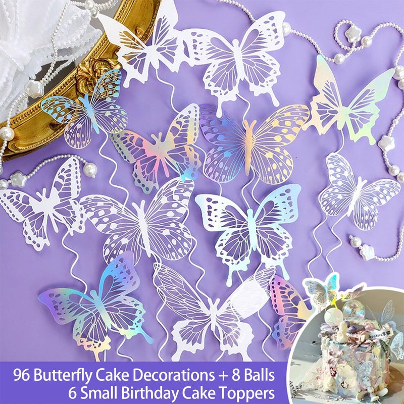 Ptyism 110 Pcs Cake Decorating Butterflies,Butterfly's Cake Decorä¸¨Butterfly Decorations for Cakes for Suitable for Girls Butterfly Theme Party Cake Decorations Etc - Image 3