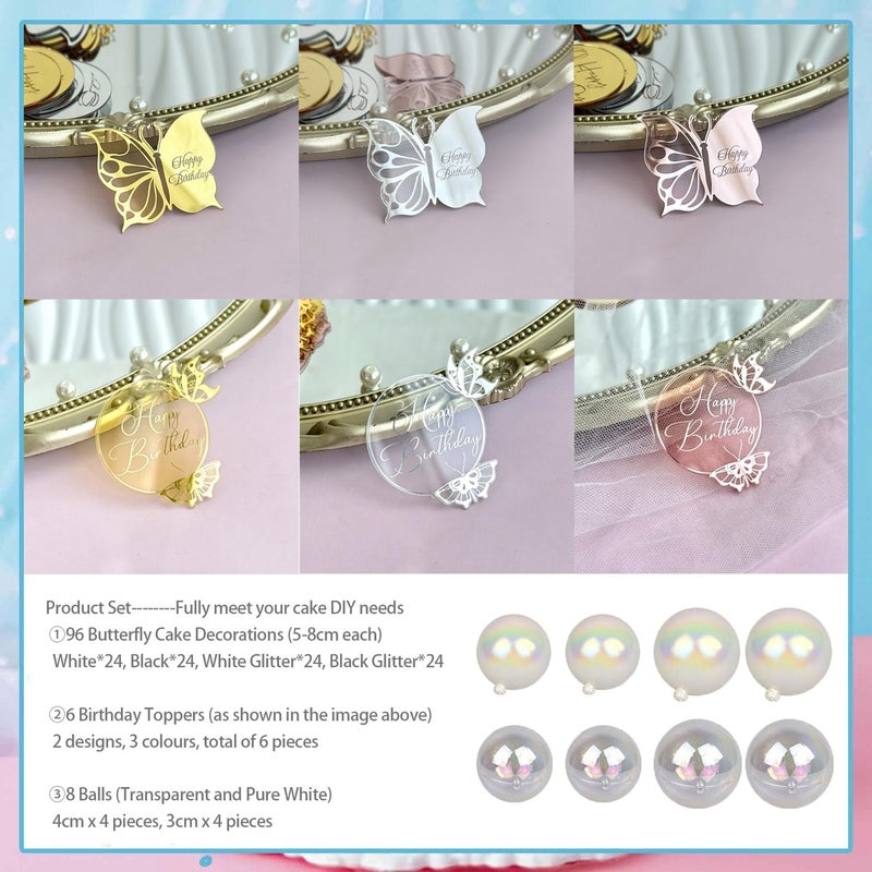 Ptyism 110 Pcs Cake Decorating Butterflies,Butterfly's Cake Decorä¸¨Butterfly Decorations for Cakes for Suitable for Girls Butterfly Theme Party Cake Decorations Etc - Image 4