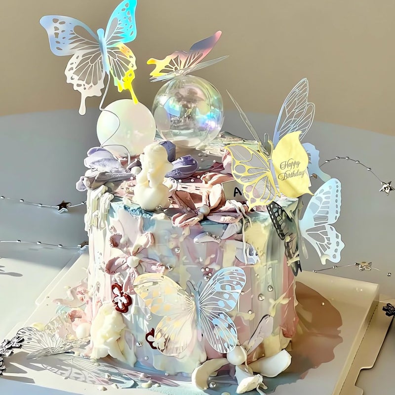 Ptyism 110 Pcs Cake Decorating Butterflies,Butterfly's Cake Decorä¸¨Butterfly Decorations for Cakes for Suitable for Girls Butterfly Theme Party Cake Decorations Etc - Image 1