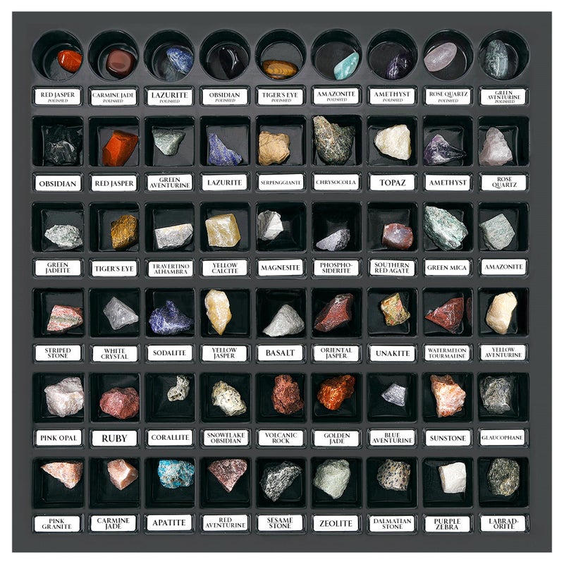 PIBEX Rock Collection Starter Kit - 54 Pcs Assorted Gemstones, Crystals, Rocks & Minerals, with Learning Book & ID Cards, Earth Science Kit Toy, A Geology Gift for Kids & Adults Ages 8+ - Image 2