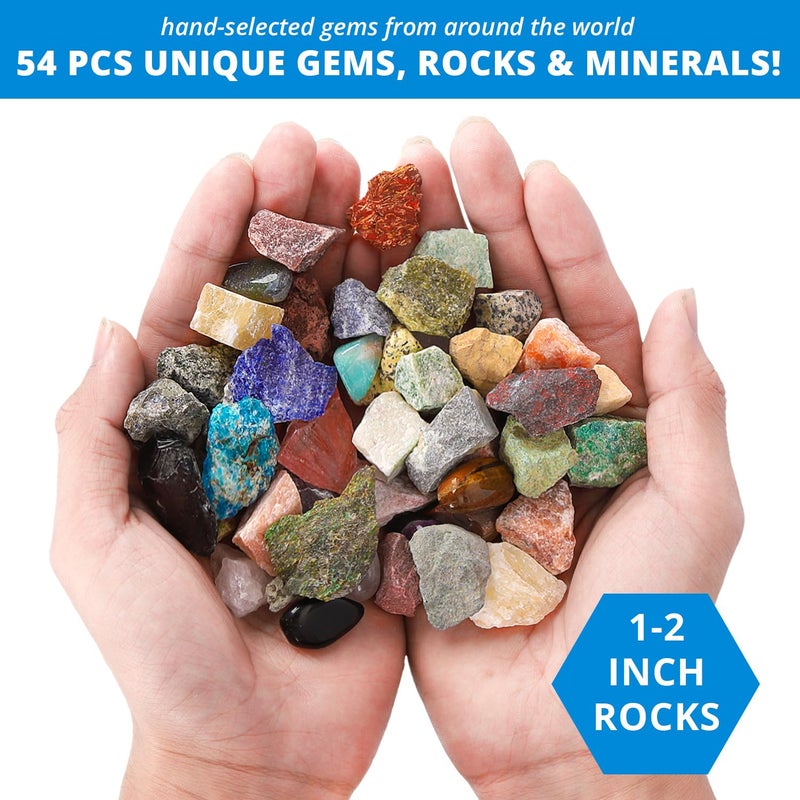 PIBEX Rock Collection Starter Kit - 54 Pcs Assorted Gemstones, Crystals, Rocks & Minerals, with Learning Book & ID Cards, Earth Science Kit Toy, A Geology Gift for Kids & Adults Ages 8+ - Image 4