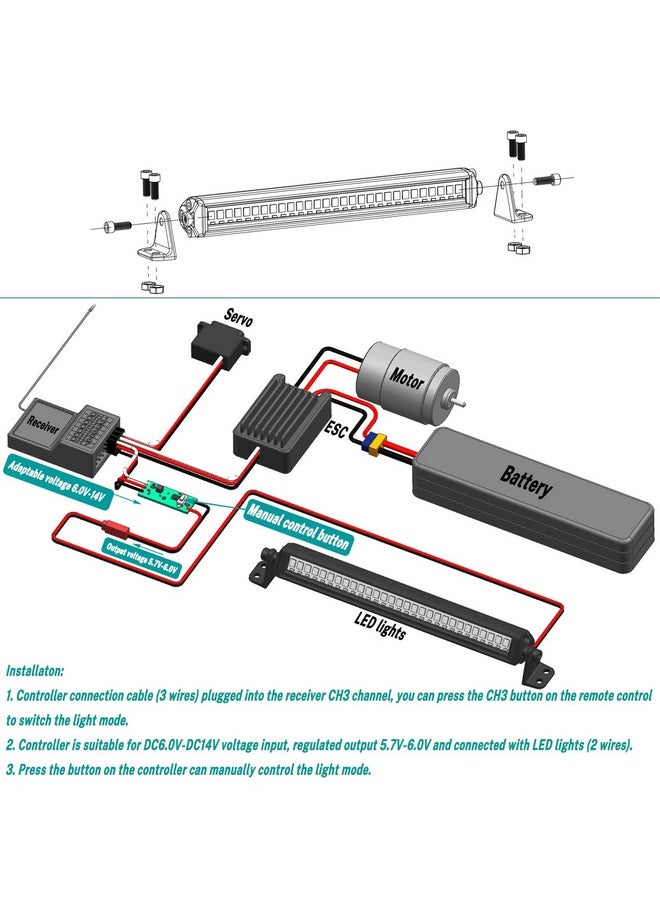 Zhongzhen Rc Light Bar 30 Led 5.3 Inch Aluminum Rc Lights Rc Crawler Accessories For Axial Scx10 Traxxas Trx4 Trx6 Arrma Senton Redcat Gen7 1/8 1/10 Scale Rock Crawler Truck Rc Car Roof Light Kit Zhongzhen  - Image 5