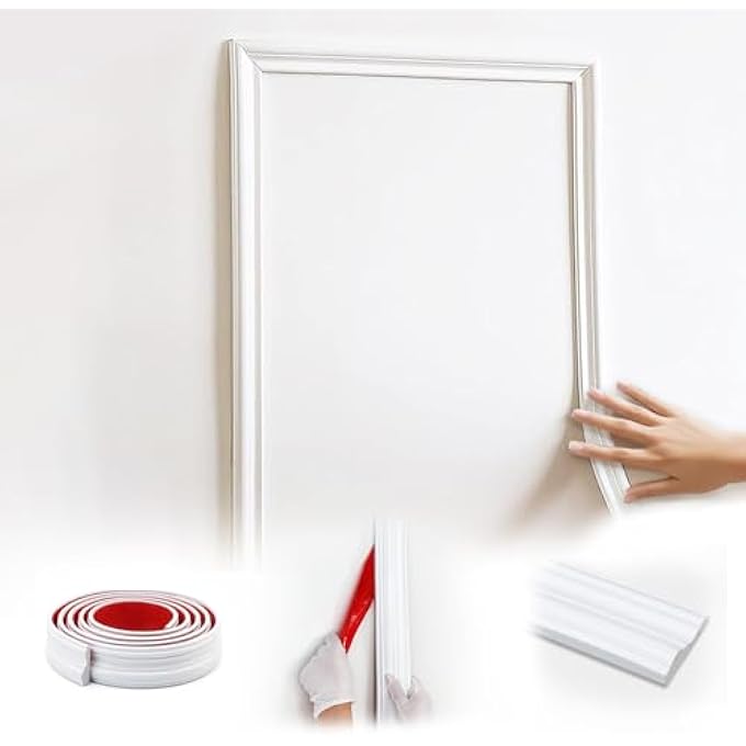 PEEL AND STICK WALL MOULDING TRIM,WALL TRIM,FLEXIBLE SELF ADHESIVE PLASTIC WALL CORNER EDGING STRIP,WALL CEILING FLOOR CABINET TILE EDGE MOULDING CAULK STRIP (3.2 X 300CM) - Image 2