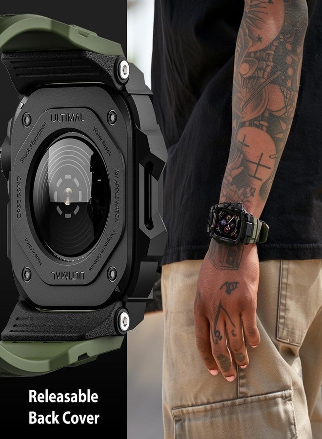 ULTIMAL Rugged Case with Band for Apple Watch 44mm,Compatible with Apple Watch Series SE 3/SE 2/SE Generation/6/5/4, Military Grade Shockproof Bumper Cover for iWatch Tactical Band Men (44mm,Orange) - Image 4