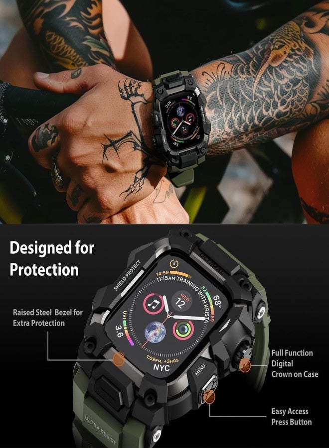 ULTIMAL Rugged Case with Band for Apple Watch 44mm,Compatible with Apple Watch Series SE 3/SE 2/SE Generation/6/5/4, Military Grade Shockproof Bumper Cover for iWatch Tactical Band Men (44mm,Orange) - Image 3