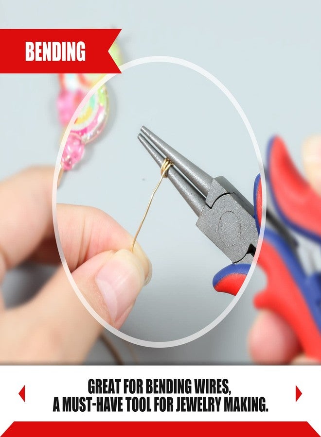 GOLD DEER 5" Mini Round Nose Pliers for Jewelry Making Micro Wire Looping Pliers, CRV Steel Body with Teflon Finish and Professional Handle, Jewelry Making Supplies for Memory Wire Wrapping Beading - Image 3