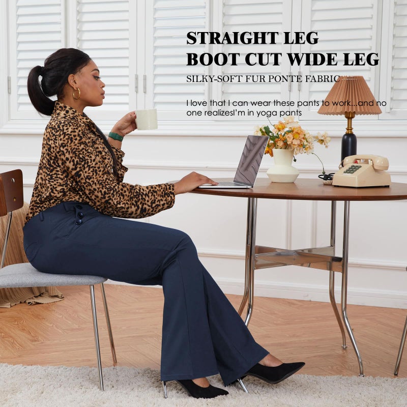 DGD Stretch Dress Pants Plus Size for Women Wrinkle-Free Office Pant with Pocket High Waist Work Casual Pant Blue 3XL - Image 5