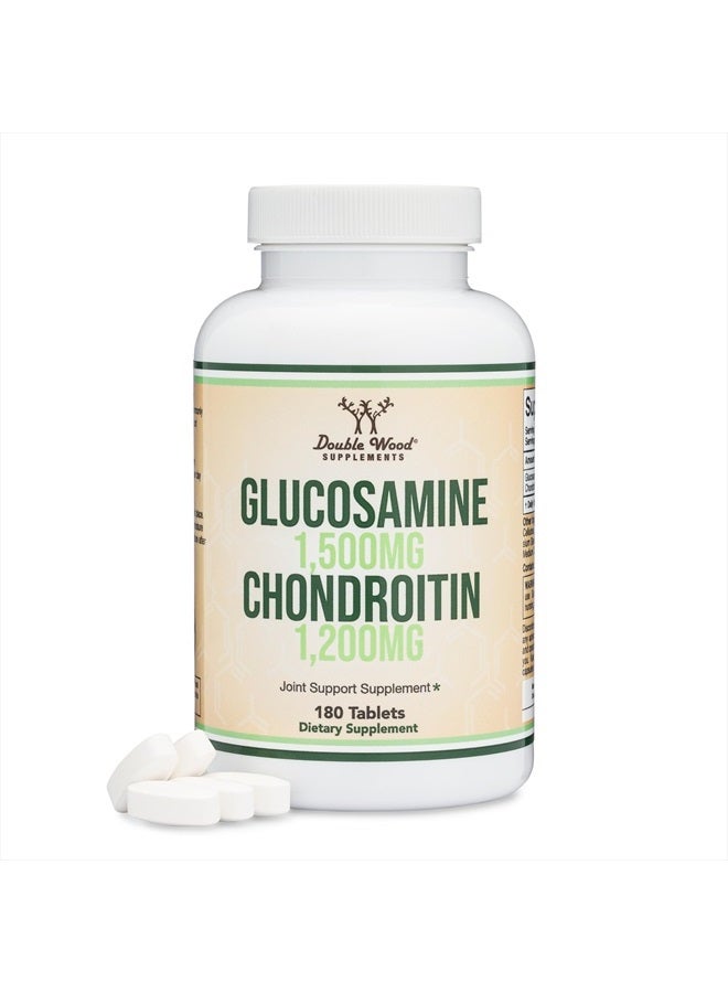 Double Wood Supplements Glucosamine Chondroitin Triple Strength (1,500mg Glucosamine Sulfate, 1,200mg Chondroitin) 180 Tablets, Two Month Supply (Joint Support Supplement) Gluten Free, Non-GMO by Double Wood  - Image 1