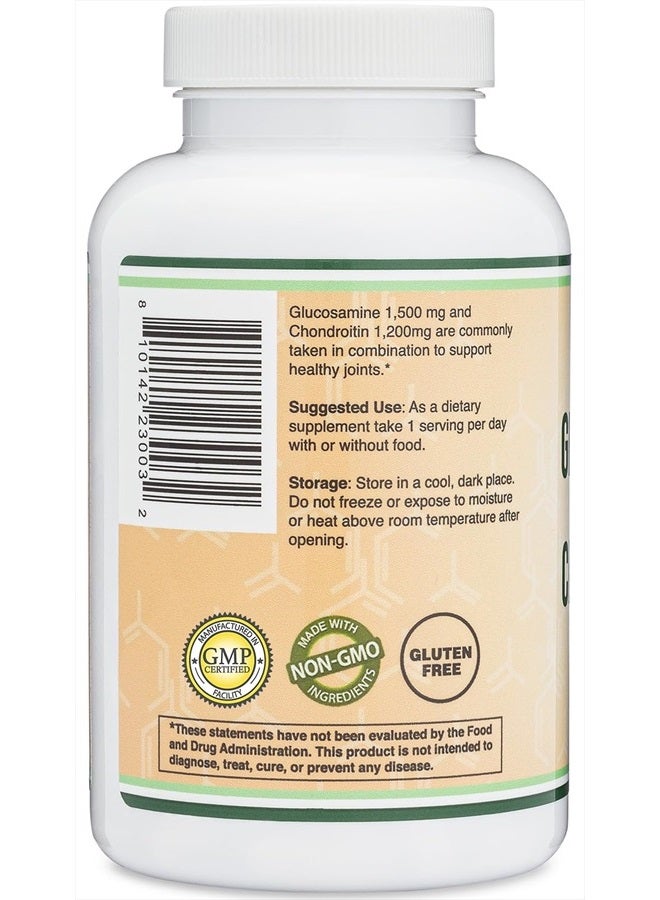 Double Wood Supplements Glucosamine Chondroitin Triple Strength (1,500mg Glucosamine Sulfate, 1,200mg Chondroitin) 180 Tablets, Two Month Supply (Joint Support Supplement) Gluten Free, Non-GMO by Double Wood  - Image 3