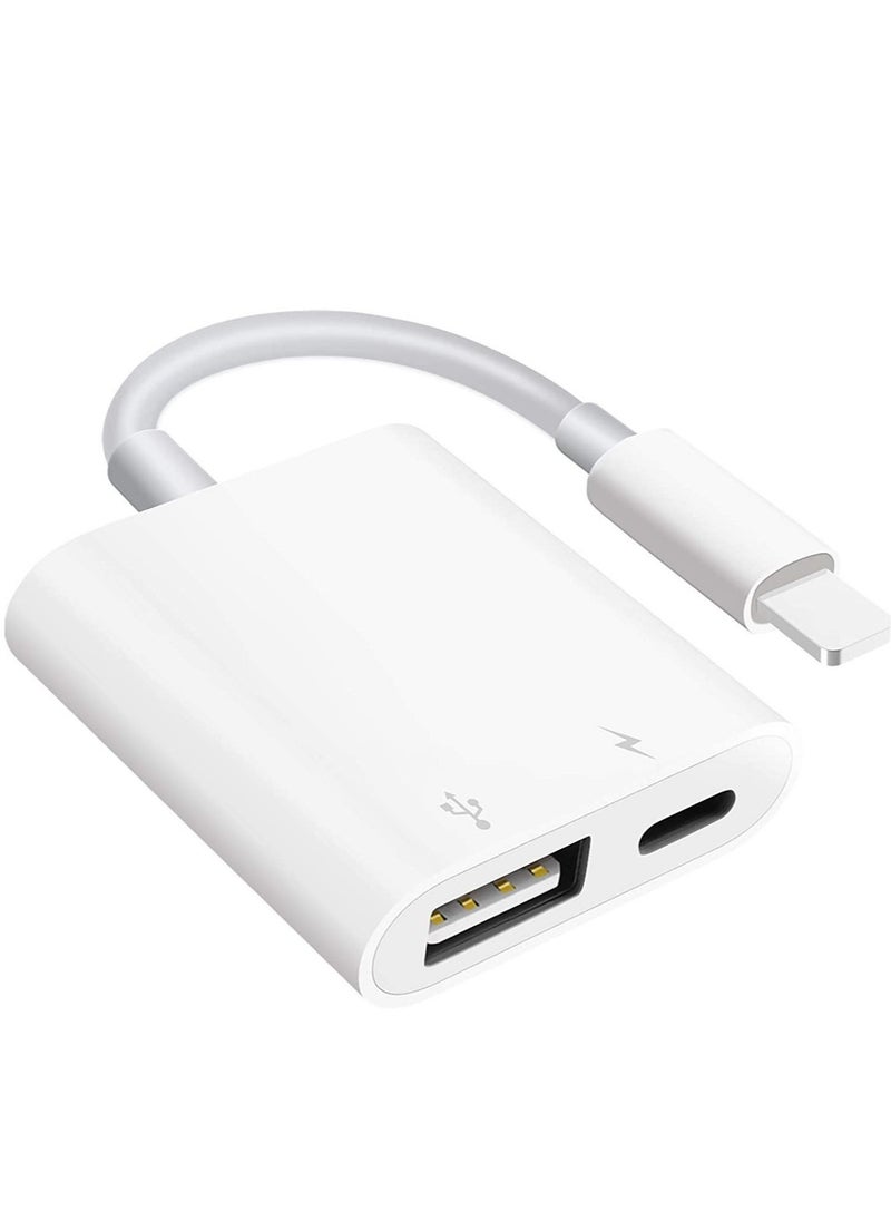 USB Camera Adapter with Charging Port, Portable USB Female OTG Adapter Compatible with iPhone iPad, iPad to USB Adapter Plug and Play Support Card Reader - Image 1