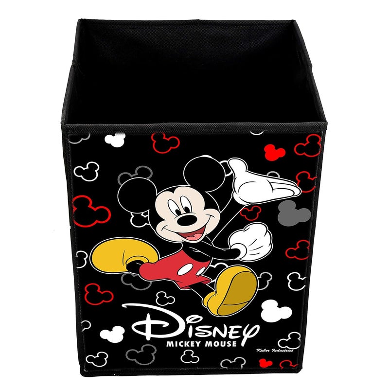 Kuber Industries Disney Mickey Mouse Print Non Woven Fabric Foldable Laundry Basket, Toy Storage Basket, Cloth Storage Basket with Handles (Black)-KUBMART3443 - Image 3