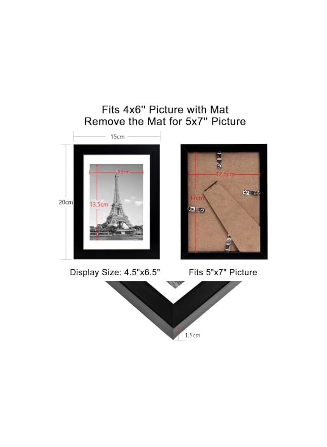 The Bros طقم إطارات صور من 5، عرض الصور 5x7 بدون مات، إطارات صور جدارية لديكور المنزل الريفي (أسود) (5x7 بوصة) - Image 3