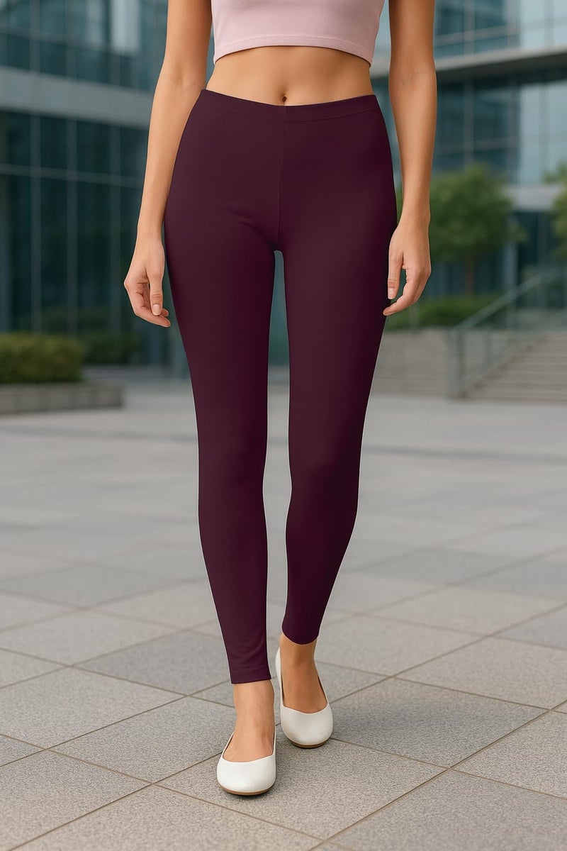 JUNEBERRY® Women’s Cotton Lycra Leggings Pack of 3 – Soft Stretchable Ankle Length Pants for Everyday Comfort & Casual Outfits | PO3_LNGS_DB_PK_WN_S - Image 2