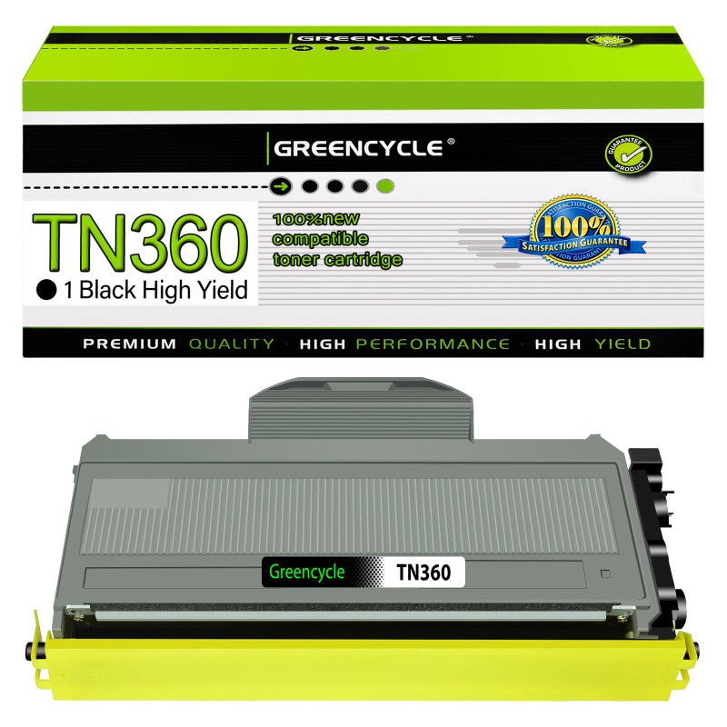 greencycle High Yield 1 Pack Compatible Toner Cartridge Replacement for Brother TN360 TN-360 TN330 TN-330 use with DCP-7040 MFC-7840W HL-2140 MFC-7340 MFC-7440N HL-2170W HL-2150N Printer ( Black ) - Image 1