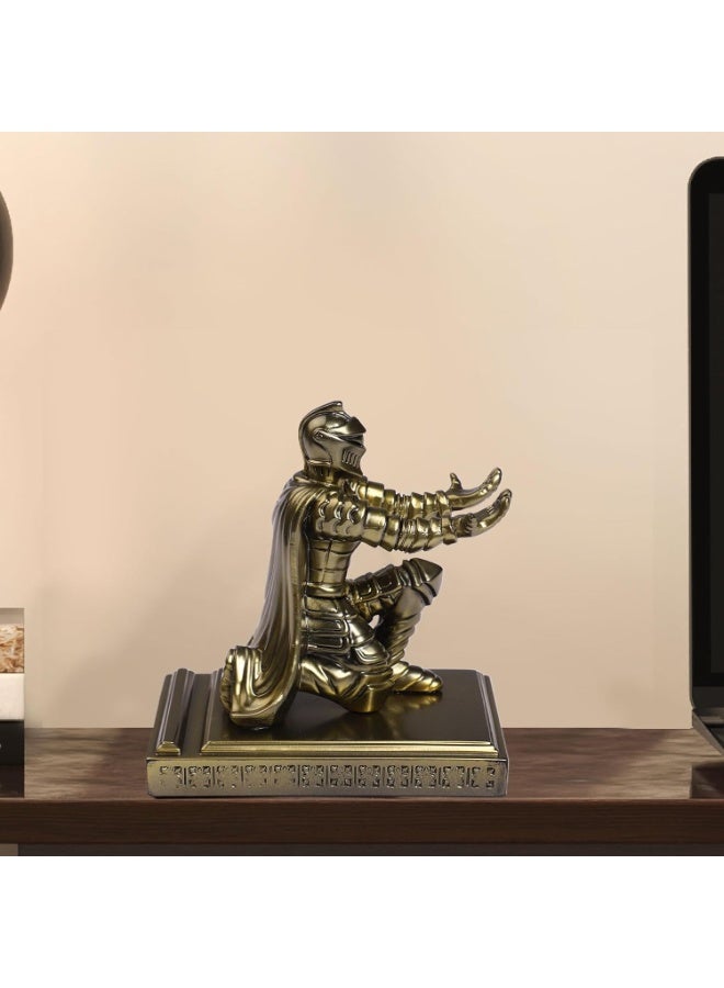M MIAOYAN Medieval Soldier Knight Pen Holder Stand, Mobile Phone & Gaming Controller Holder, Device Stand Gift for Medieval Enthusiasts, Gold (Not Include Pen) - Image 5