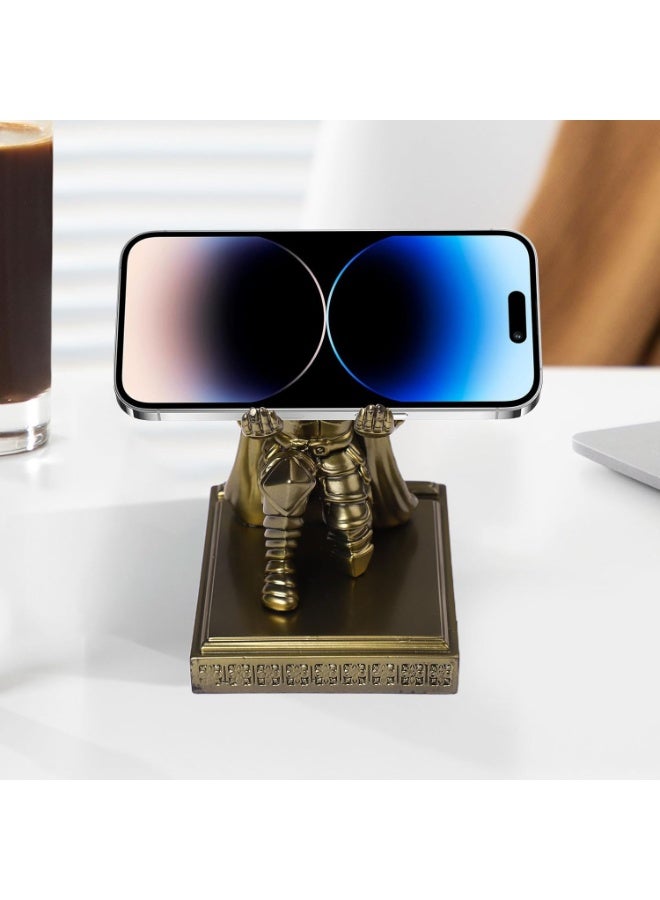 M MIAOYAN Medieval Soldier Knight Pen Holder Stand, Mobile Phone & Gaming Controller Holder, Device Stand Gift for Medieval Enthusiasts, Gold (Not Include Pen) - Image 2