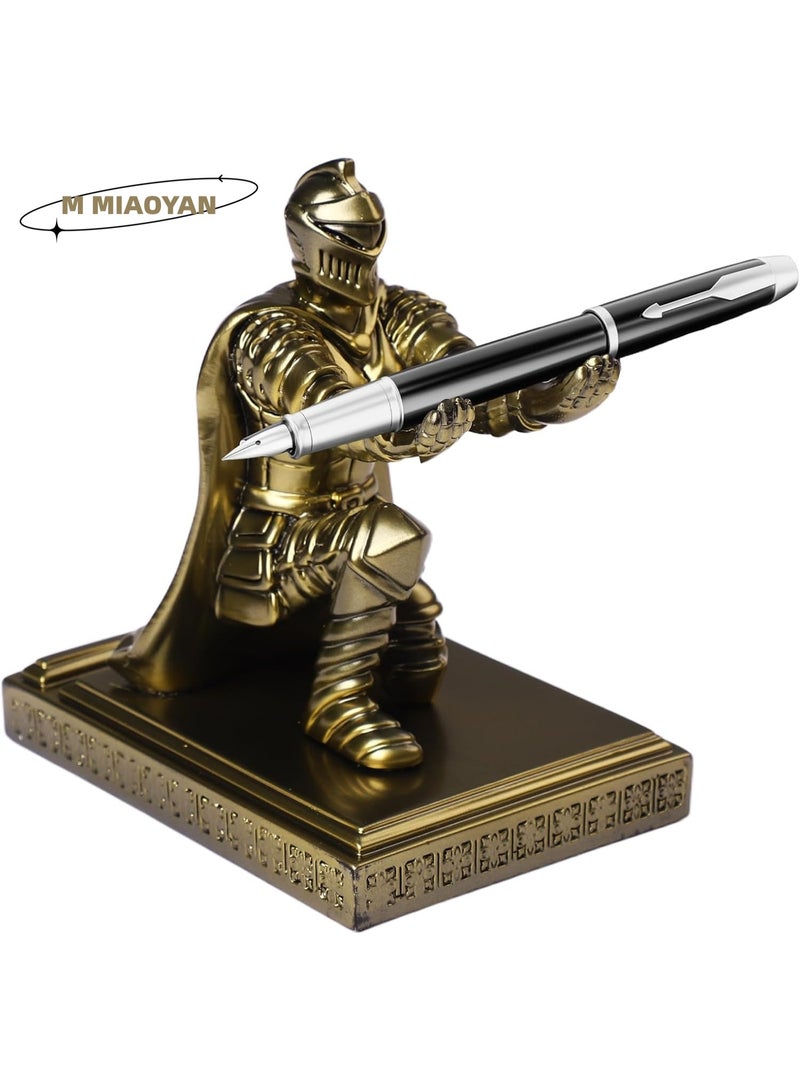 M MIAOYAN Medieval Soldier Knight Pen Holder Stand, Mobile Phone & Gaming Controller Holder, Device Stand Gift for Medieval Enthusiasts, Gold (Not Include Pen) - Image 1