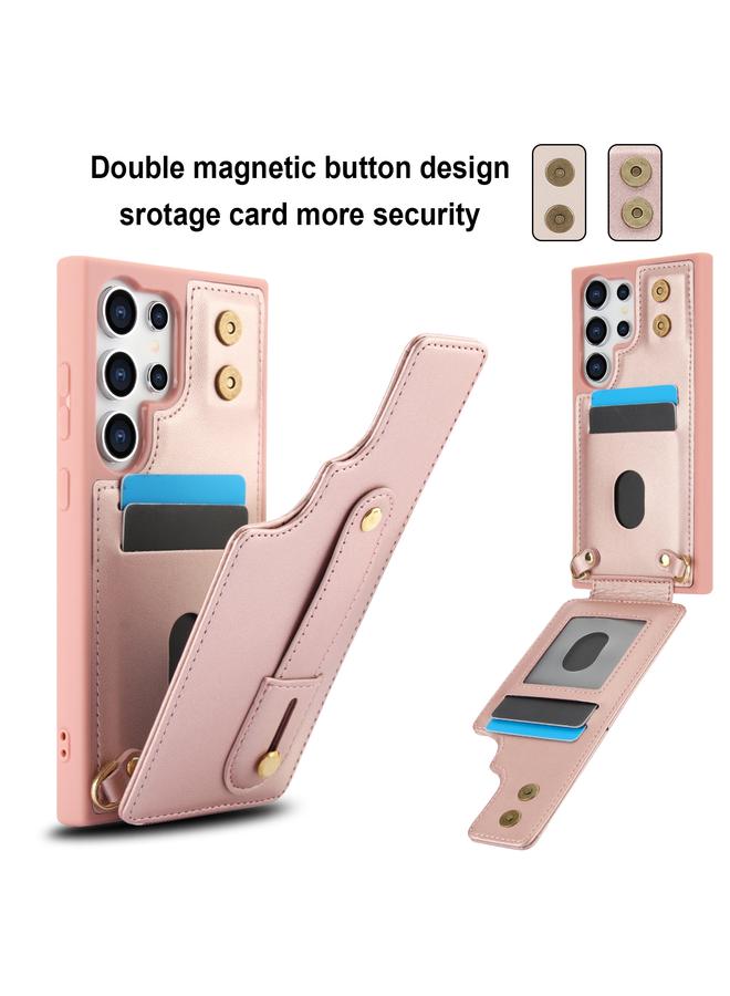 اس-توب جراب لهاتف Samsung Galaxy S25 Ultra 5G مع سوار معصم عمودي قابل للطي وغطاء خلفي للهاتف مع حبل طويل - Image 2