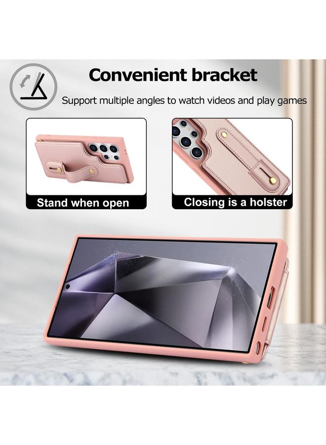 اس-توب جراب لهاتف Samsung Galaxy S25 Ultra 5G مع سوار معصم عمودي قابل للطي وغطاء خلفي للهاتف مع حبل طويل - Image 5