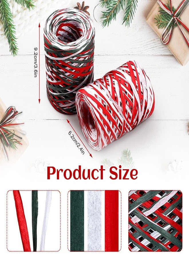 Sadoia 2 Rolls Christmas Raffia - 524 Ft Colored Matte Raffia Paper Ribbon Packing Twine for Craft Gift Wrapping DIY Crafts Holiday Decoration - Image 2