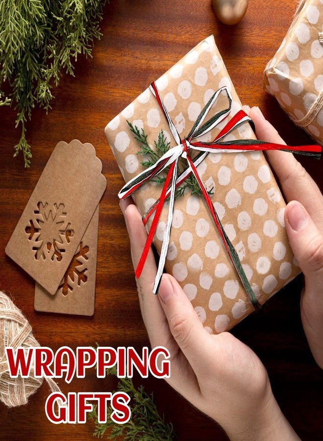 Sadoia 2 Rolls Christmas Raffia - 524 Ft Colored Matte Raffia Paper Ribbon Packing Twine for Craft Gift Wrapping DIY Crafts Holiday Decoration - Image 3