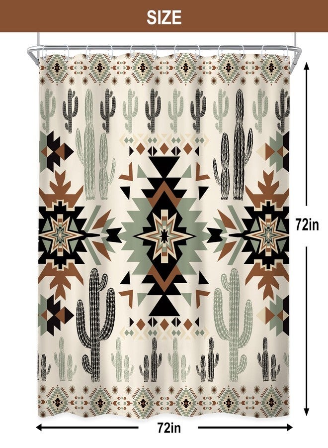 Newsely Western Shower Curtain 72Wx72H Inch Aztec Abstract Geometric Vintage Southwest Cactus Boho Tribal Geometric Ethnic Shower Curtain Bathroom Set Waterproof Bath Decoration Accessories Home Decor - Image 5