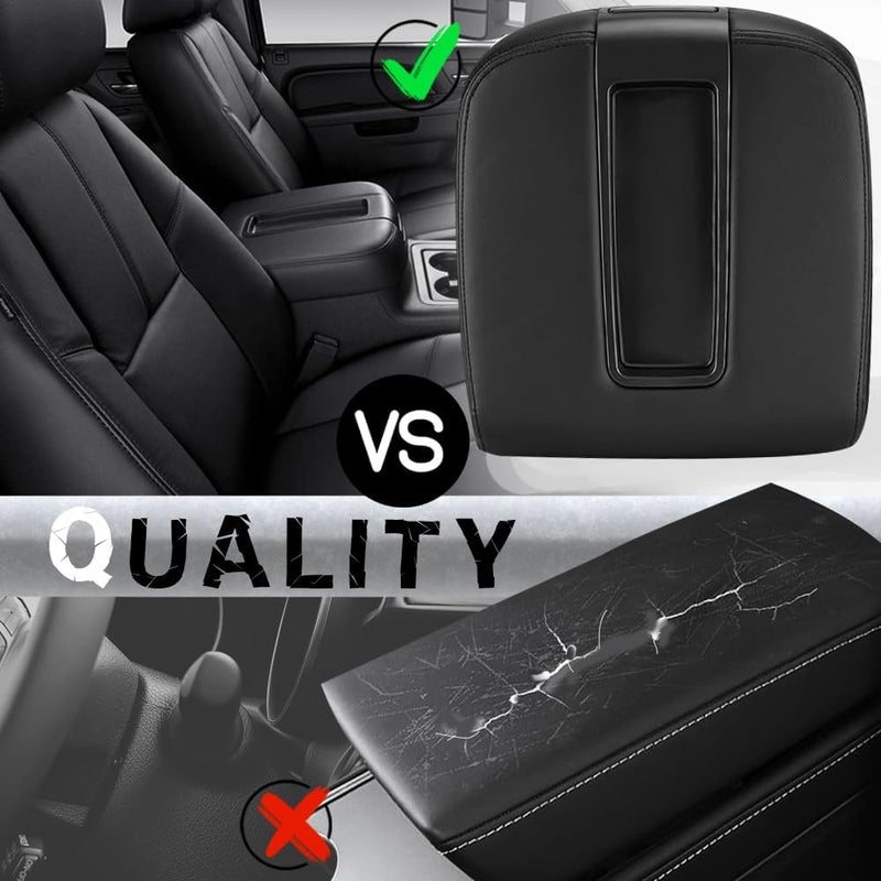 Citumo Center Console Armrest Lid Cover for 2007-2013 Silverado, Tahoe, Suburban, Avalanche, Sierra, Yukon XL - Black - Image 5